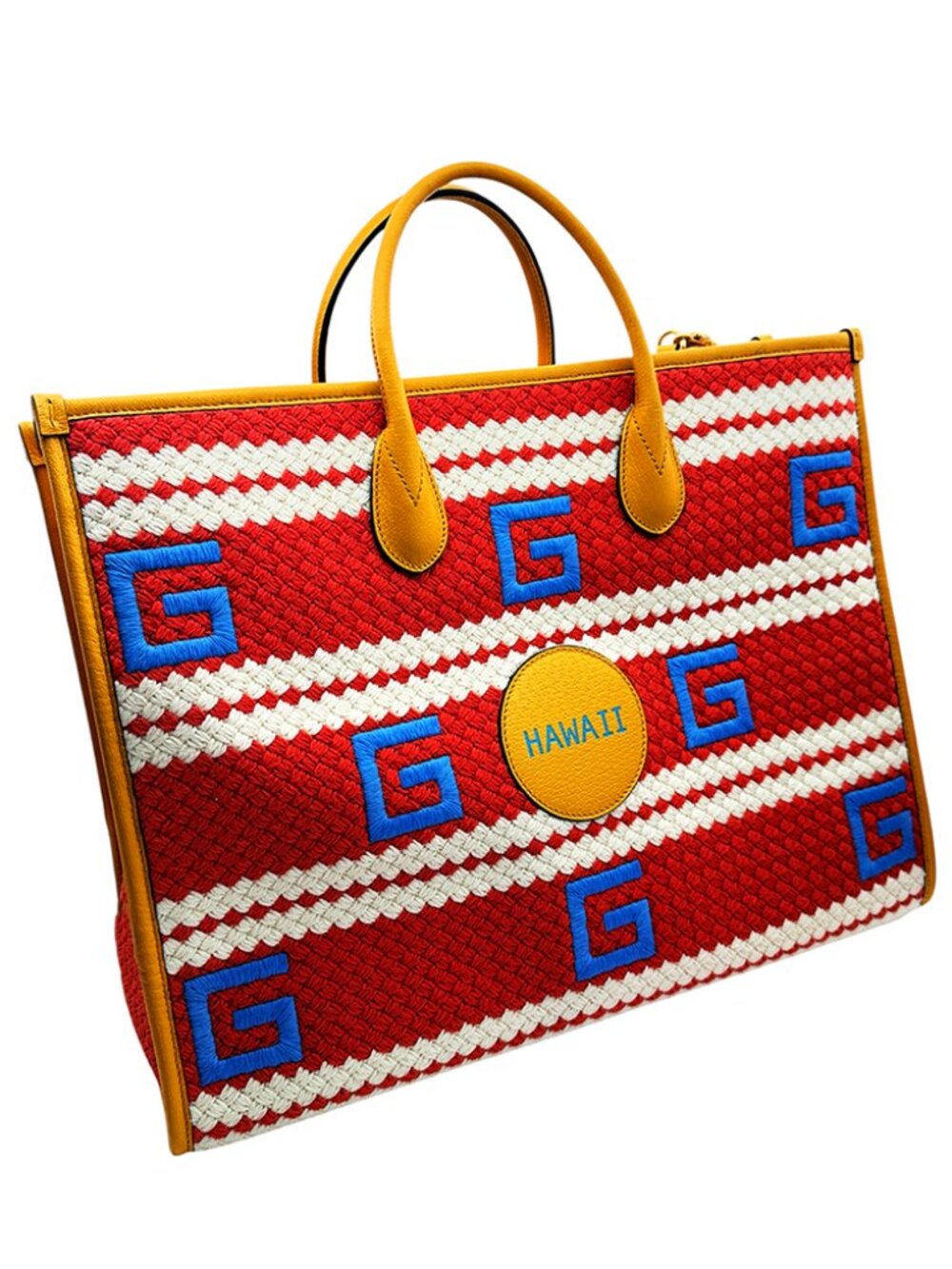 Gucci Hawaii Woven Striped Tote W/ Tag